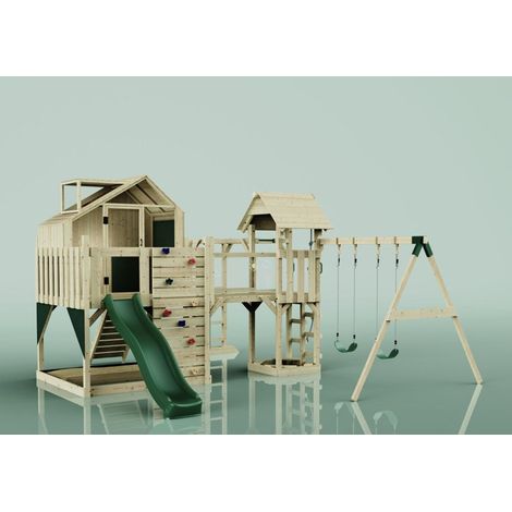 Polarplay Spielturm Knut aus Holz in GrünKinderschaukel (1/4)