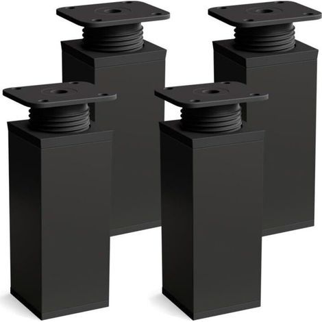 Verstellbare Möbelfüße, 4er-Set – Mattschwarz – Höhe 60 mm – Eckige Form – Für Hartholz- und Aluminiummöbel (1/4)