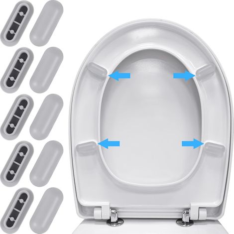 WC-Sitzdichtungen – 10er-Pack – Grauer Gummi – Rutschfest und geräuschdämpfend – Für Keramik- und Glas-WCs – 4,50 x 2,00 cm (1/5)