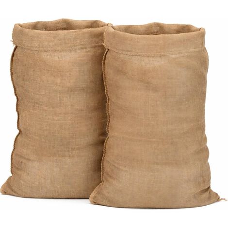 Set of 2 Natural Jute Sacks 60 x 100 cm – 50 kg – Garden Storage, Potato, Green Waste, Brown (1/5)