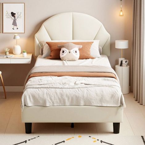 Letto Bambino - Velluto Crema - Regolabile 10-15cm - 90x200cm - Sicurezza EN71