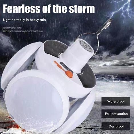 Lampe de camping LED solaire rechargeable, portable, avec crochet de suspension, pliable, idéale pour la maison, le camping et la terrasse. (1/5)