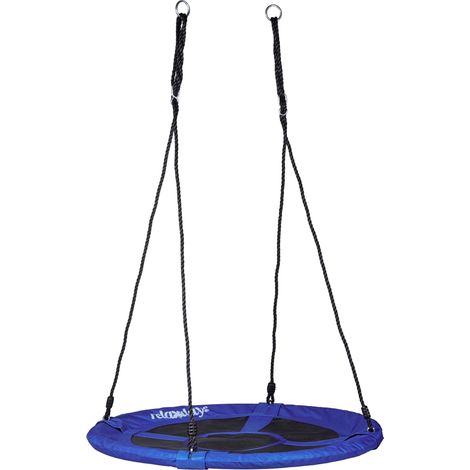 Relaxdays Round Nest Swing, Enclosed Seat, Up to 100 kg, Outdoor, HxWxD: 153 x 90 x 90 cm, Plate Swing, Dark Blue