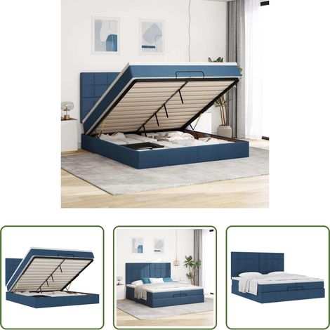 vidaXL Taschenfedern - Ottoman-Bett mit Matratzen Blau 200x200 cm Stoff (1/5)