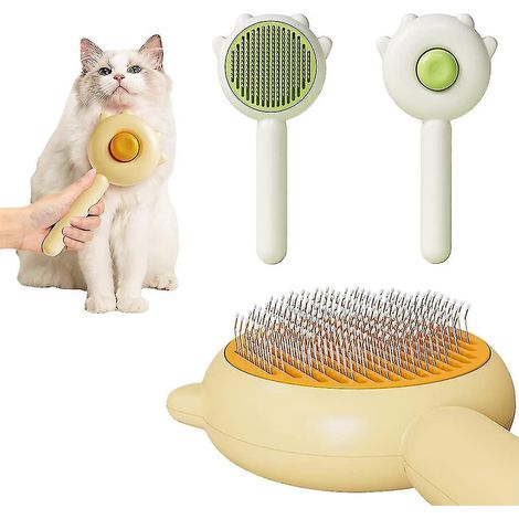 Magischer Tierhaarkamm, Reinigungsbürste für Tierhaare (Neu für 2023), selbstreinigende Katzenbürste, Glättungskamm, Massagebürste für lang- und kurzhaarige Haustiere – Weiß