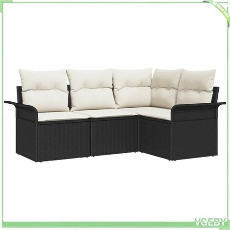 Canapé de jardin - FAFEICY - Modulaire - Noir - Polyrotin résistant UV - Rangement intégré (1/5)