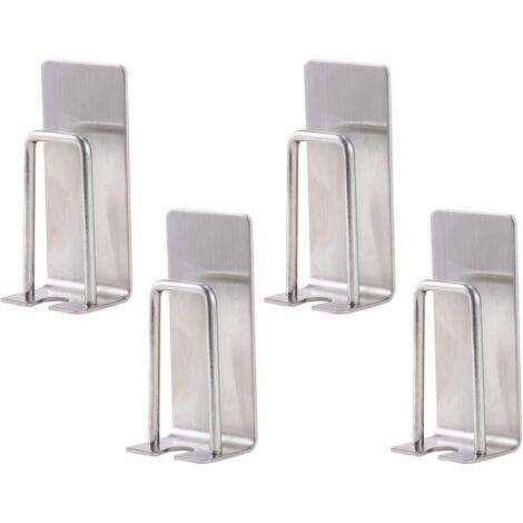 Juego de 4 soportes de acero inoxidable para cepillos de dientes y vasos, para montaje en pared, impermeables, autoadhesivos, no requieren perforación, organizador de baño.