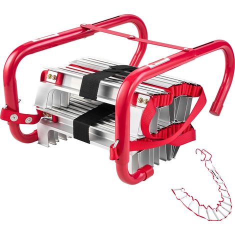 Échelle de Corde 4 m, Échelle de Secours Incendie Rétractable 2 Étages Légère Alliage Aluminium, Capacité de Charge 453,6 kg, avec Sangle de Sécurité Polyester Robuste, Marches Antidérapantes (1/5)