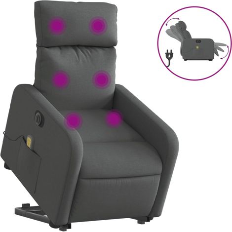 Maison Exclusive - Poltrona Alzapersona Massaggi Elettrica Grigio Scuro Tessuto
