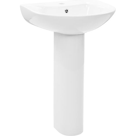 Lavabo autoportant avec socle Céramique Blanc 520x440x190 mm