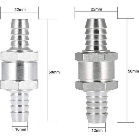 CSPARCV (4 Stück) Einweg-Kraftstoffrückschlagventil aus Aluminium (6, 8, 10, 12 mm) für Benzin-, Diesel-, Öl-, Auto-, Chrom-, Wasser-, Autovergaser- und Niederdruckschlauchsysteme (1/5)