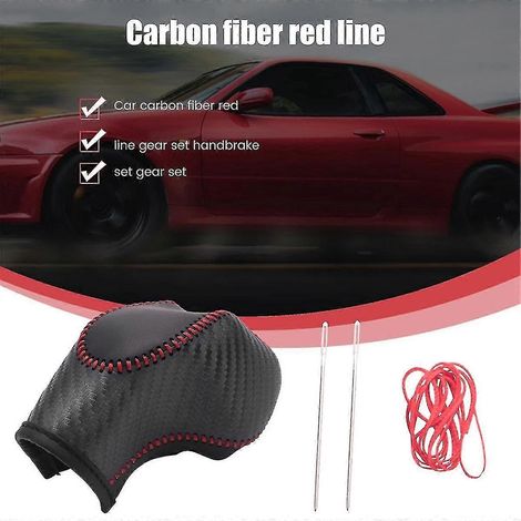 Couvercle de pommeau de levier de vitesse rouge en Pu, aspect carbone, pour Ecosport Escape//c-max Energi Wagon/Fiest, 2 pièces (1/5)