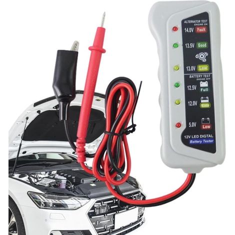 Testeur de batterie automobile,Voyant LED haute précision 6V 12V Analyseur de batterie automatique - Testeurs de tension avec poignée ergonomique, vérificateur de batterie automobile pour (1/4)