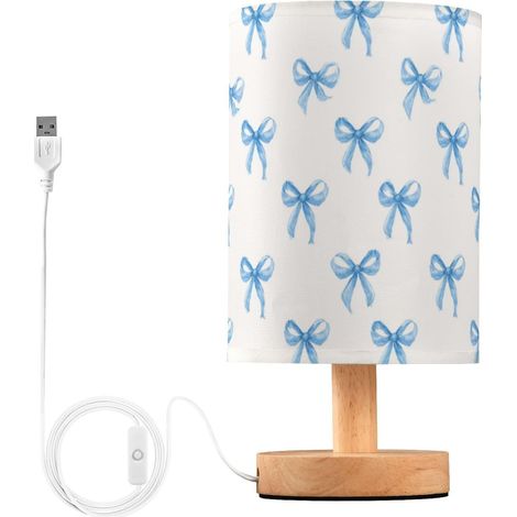 Kcldeci Lampe de chevet avec nœuds bleus pour chambre à coucher (1/5)