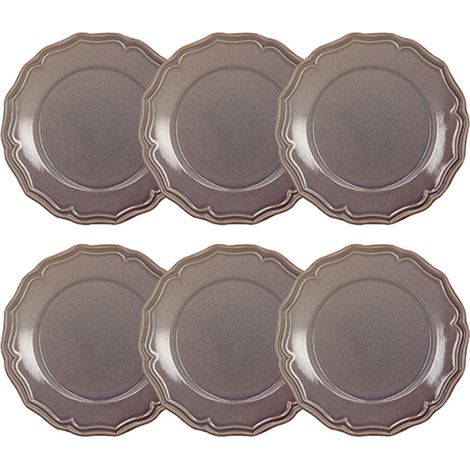 Lot de 6 assiettes à dessert 22cm en grès, SIGNATURE (1/3)
