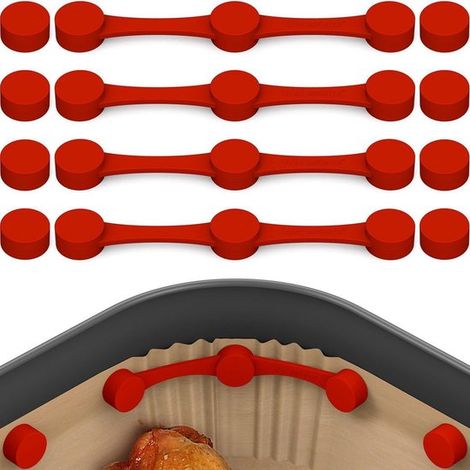Clip magnetiche per friggitrice ad aria, clip di fissaggio per friggitrice ad aria, inserto per carta da forno, clip magnetiche in silicone resistenti al calore, confezione da 4 (1/4)