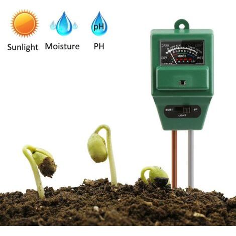Bodenfeuchtemessgerät, Bodentester, 3-in-1-Pflanzentester, pH- und Feuchtigkeitsmessgerät, Lichtintensitätsmessgerät, Pflanzentester für Garten, Bauernhof, Rasen, ohne Batterien