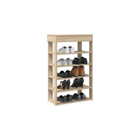 Étagère à chaussures chêne sonoma 60x30x98 bois d'ingénierie (1/5)
