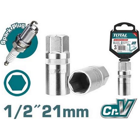 CHIAVE A BUSSOLA PER CANDELE 21mm ATTACCO 1/2" ESAGONALE CANDELETTE TOTAL (1/2)