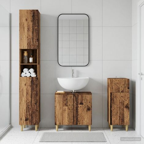 vidaXL 3 Piece Bathroom Cabinet Set DELFT Old Wood Engineered Wood (1/5)