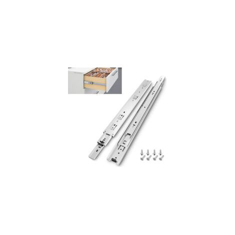 guías para cajones plateadas (250 mm), capacidad de carga de hasta 45 kg, galvanizadas - Crezuo