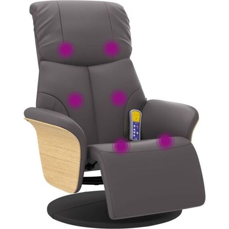 Fauteuil de massage inclinable en similicuir gris avec repose-pieds (1/5)