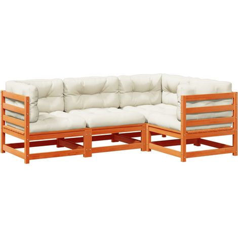 Maison Exclusive - Set de sofás jardín 4 pzas con cojines madera (1/5)