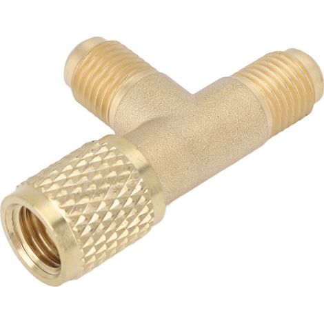 Adaptateur en T avec Valve et Noyau en Laiton 1/4 SAE pour R22 R12 R134a - Structure Robuste (1/3)