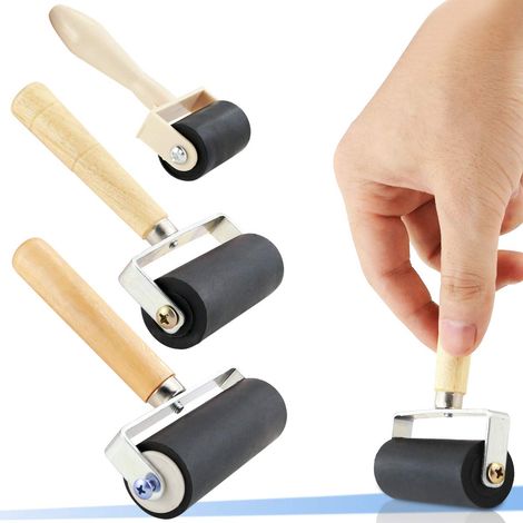 Paquete de 3 rodillos de goma para herramientas de impresión, entintado y estampado disponibles en tamaños de 4 pulgadas, 2,4 pulgadas y 1,4 pulgadas. (1/5)
