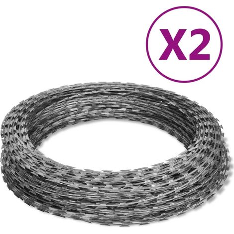 Stacheldraht 2 Stk. Concertina-Draht Verzinkter Stahl 60 m