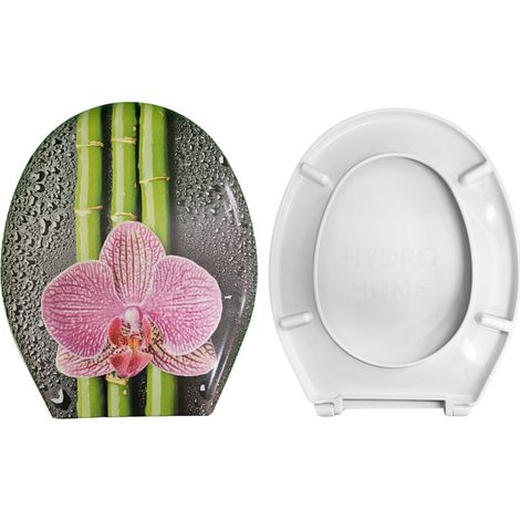 Copriwater Universale Ovale Stampato Orchidea compatibile con vari modelli termoindurente bianco (1/4)