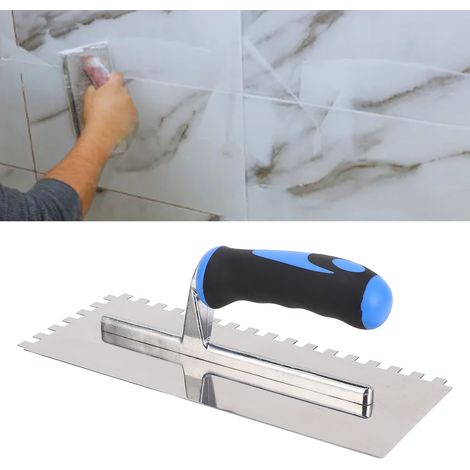 Truelle dentée carrée en acier inoxydable 1710 420 de 8 mm pour la pose de carrelage et de céramique. Cette truelle dentée à poignée ergonomique est l'outil idéal pour la pose de ciment, de béton, de (1/5)