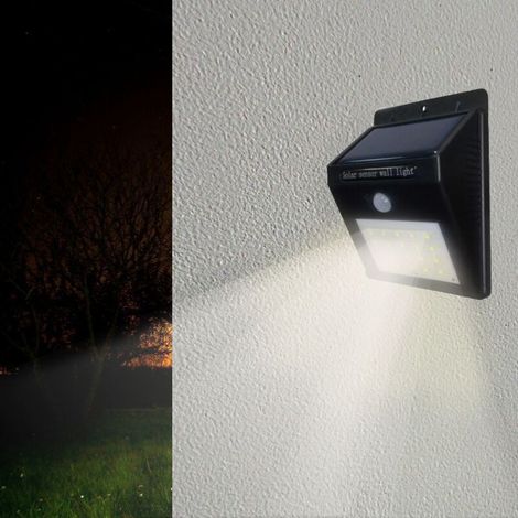 Schwarze LED-Solarwandleuchte 0,75 W IP54 mit Bewegungsmelder (1/2)