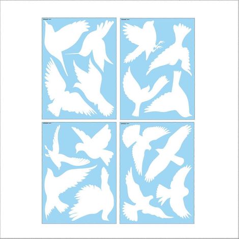 Autocollants décoratifs anti-collision pour vitres, motif oiseau, blancs, amovibles, électrostatiques, avertissement (1/5)