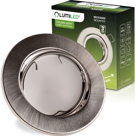 Luminaire halogène encastré, orientable, rond, AURELI, finition satinée, tôle, MR16, GU10