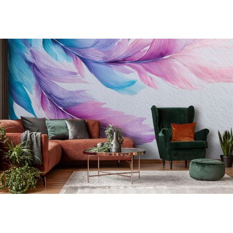 Fototapete Federn Abstrakt Beton, für Wohnzimmer und Schlafzimmer, 150 x 105 cm – Komplettset inkl. Kleister & Anleitung (1/5)