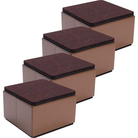 Rehausseur de Meubles en Acier Carbone de 5cm, Rehausseurs de Lit en Acier Carbone 3.15", Rehausseurs de Meubles pour Meubles Hauteur 5cm, Carré Marron (1/5)