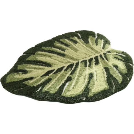 Beyamis Tapis bain Monstera - Antidérapant PVC salle bain tropical (1/3)