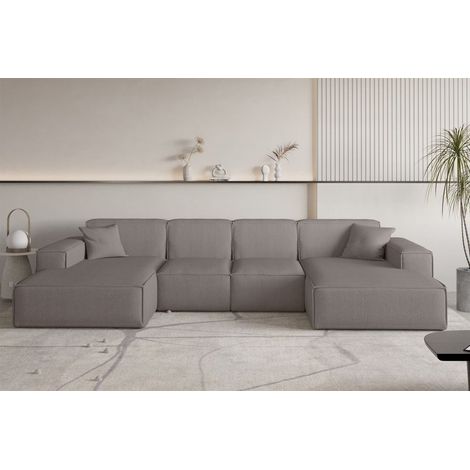 Wohnlandschaft Sofa U-Form CELES PREMIUM XS in Stoff Scala Taupe (1/3)