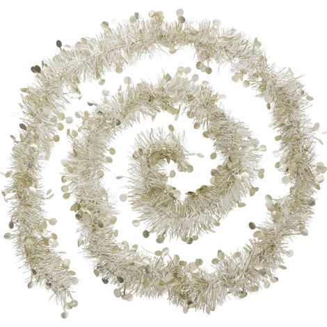 Guirlande de Noël large 10 cm Doré et Blanc avec pastilles Longueur 2 mètres - Feeric Christmas (1/2)