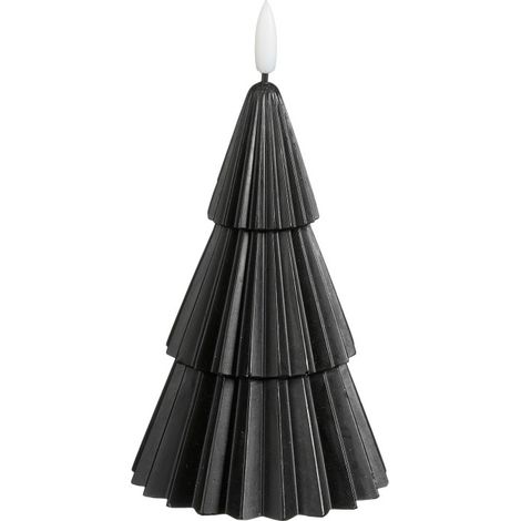 Mica Kerze LED Weihnachtsbaum 15 x Ø 10 cm schwarz batteriebetrieben Timer