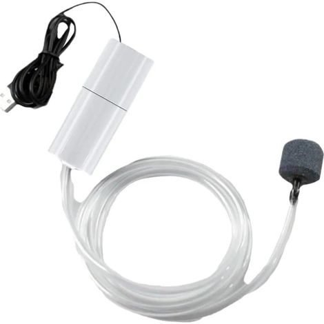 Mini pompe à air USB pour aquarium, pompe à oxygène ultra silencieuse de 1 à 2 W avec diffuseur et tuyau en silicone, pompe à oxygène portable alimentée par USB pour petits et moyens aquariums, bassin (1/5)