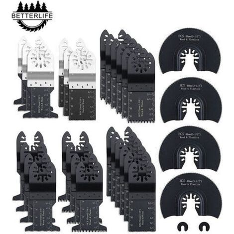 Outil Multifonction Saw Blades Accessoires Kit，Betterlife 32 Pcs Accessoires d'outils Oscillants Multifonctions Lame de scie universelle pour Fein Multimaster, Dremel, Bosch, Makita, (1/5)