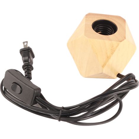Pied de lampe en bois en forme de diamant, douille E26, petit pied de lampe de table moderne en bois pour la décoration intérieure (1/5)
