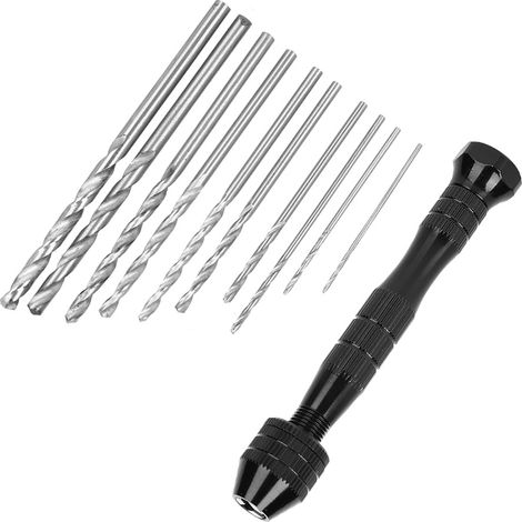 Coffret de perceuse manuelle noire, perceuse miniature, perceuse rotative, poinçon + 20 forets (1/5)