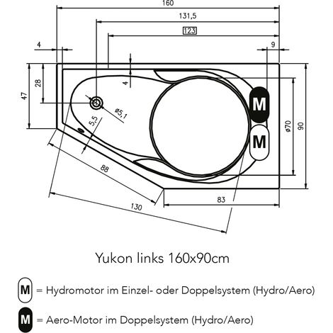 RIHO Yukon Easypool 3.1 bañeras de esquina, con control táctil, (1/3)