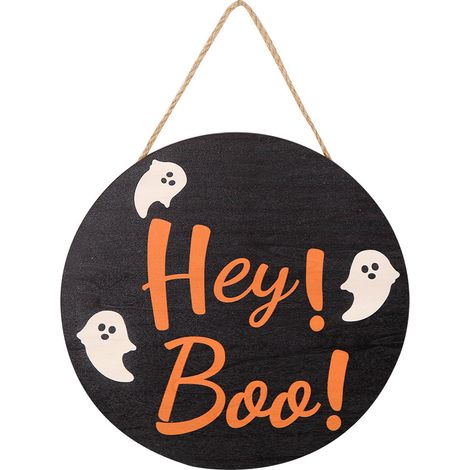 Rondel En Bois Pour Porte D'Entrée - Décoration Festive Halloween - 28 X 28 Cm - Pour Intérieur Et Extérieur Abrité - 1 Pièce (1/5)