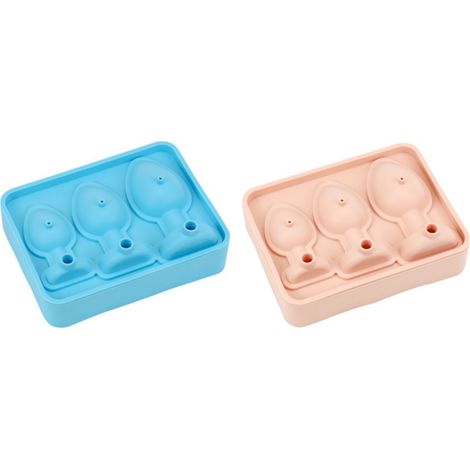 Molde creativo para cubitos de hielo de gel, parodia de gel, juego de dos piezas verde y azul, con tapa, para máquina de cubitos de hielo de whisky. (1/5)