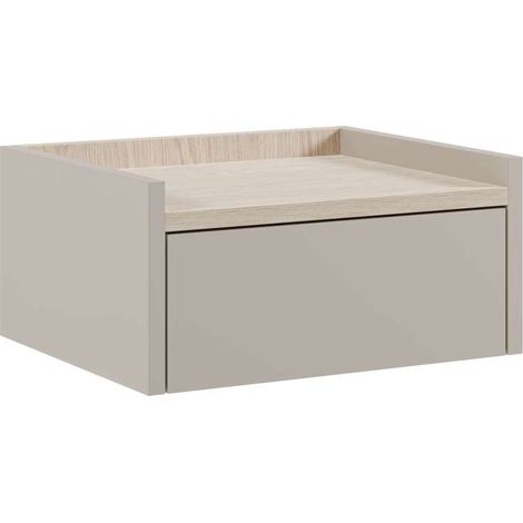Mesita de noche suspendida modelo Blanca 1 cajón acabado crema/pusula, 42cm(ancho) 18.2cm(alto) 35cm (fondo) (1/5)