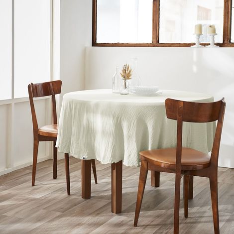 OUREA - Nappe Ronde Ø180cm Gaze de Coton Vert d'eau (1/2)